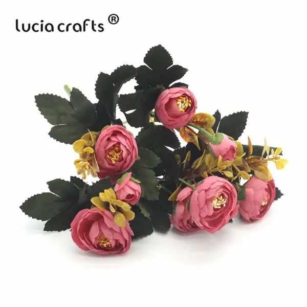 Lucia crafts 1 пачка 28 см шелковая ткань искусственная чайная роза искусственный букет цветов для свадебной вечеринки украшения дома DIY A0313 - Цвет: pink