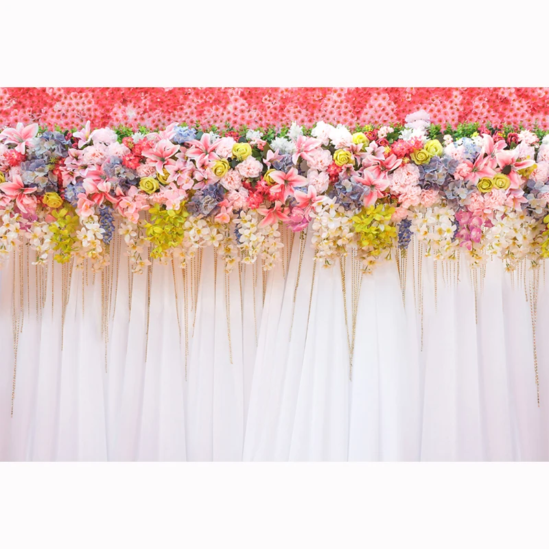 Bridal Shower Vintage Brick and Floral Large Backdrop 3D Flowers Blush Background for Photography Pictures XT-6793 