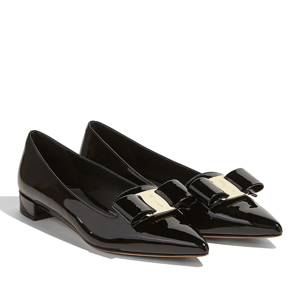 

Big Vare Bow Pump Shoe Genuine Leather low Square Heel 1.5 cm Woman Summer Autumn Point Toe Mature Party Casual Size 40 Shoes