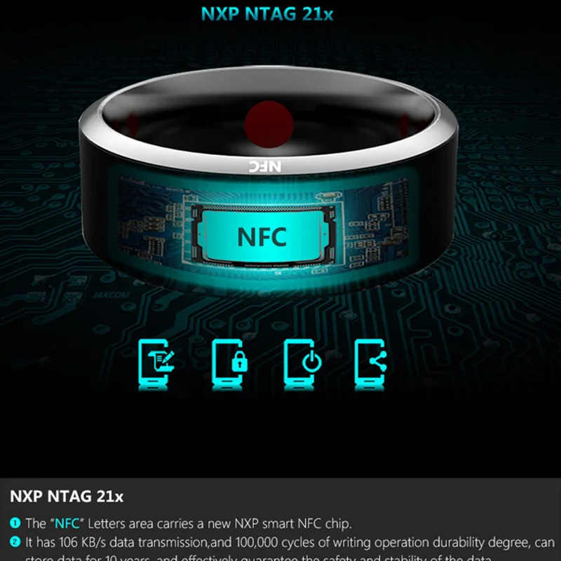 

Multifunctional NFC Smart Ring Black Dropshipping Information Share & Transfer Intelligent Digital Ring For Windows NFC Phone
