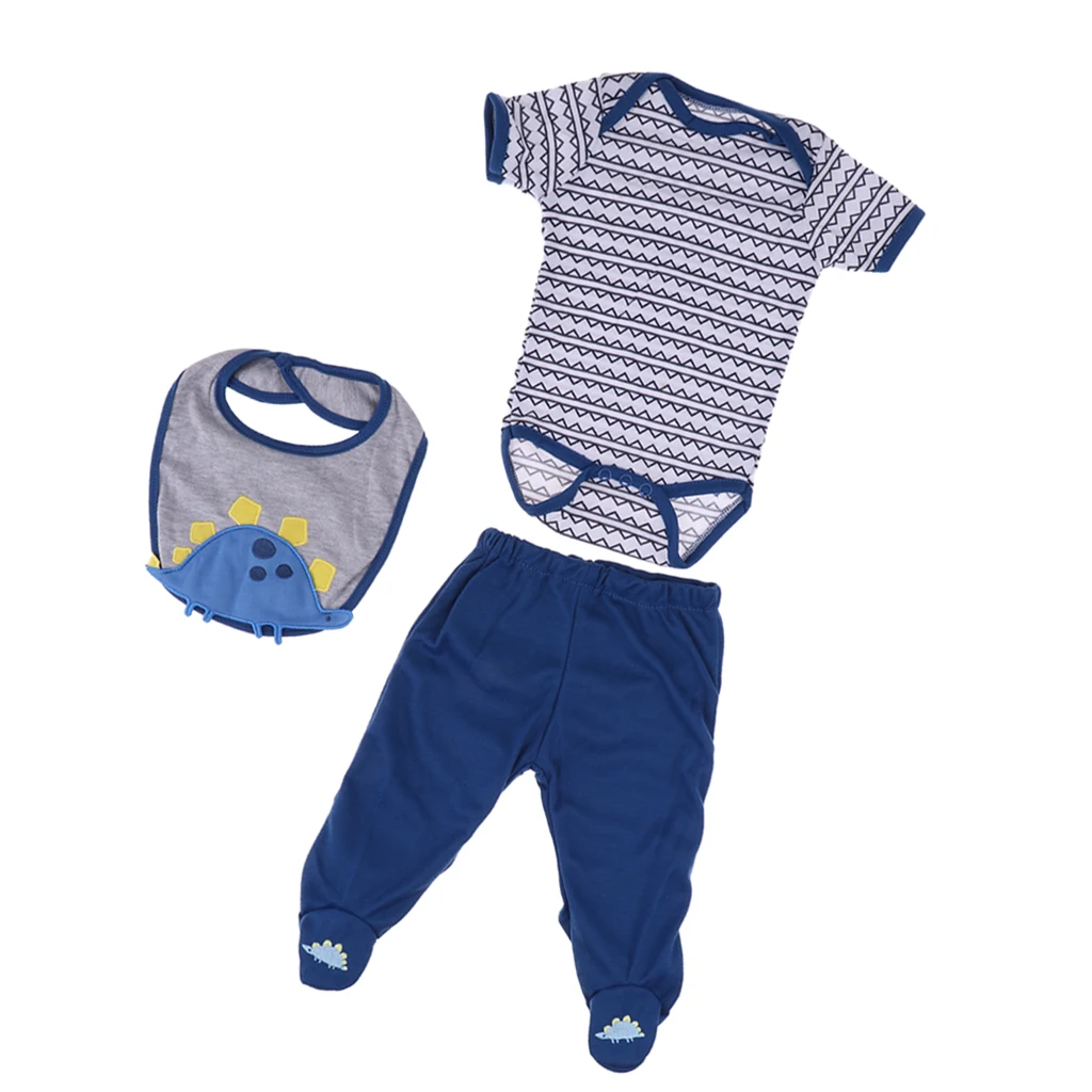 Fashion Doll Clothes and Bibs Garment Handmade Romper Pants & Bib For 20-22inch Newborn Dolls Baby Accessory