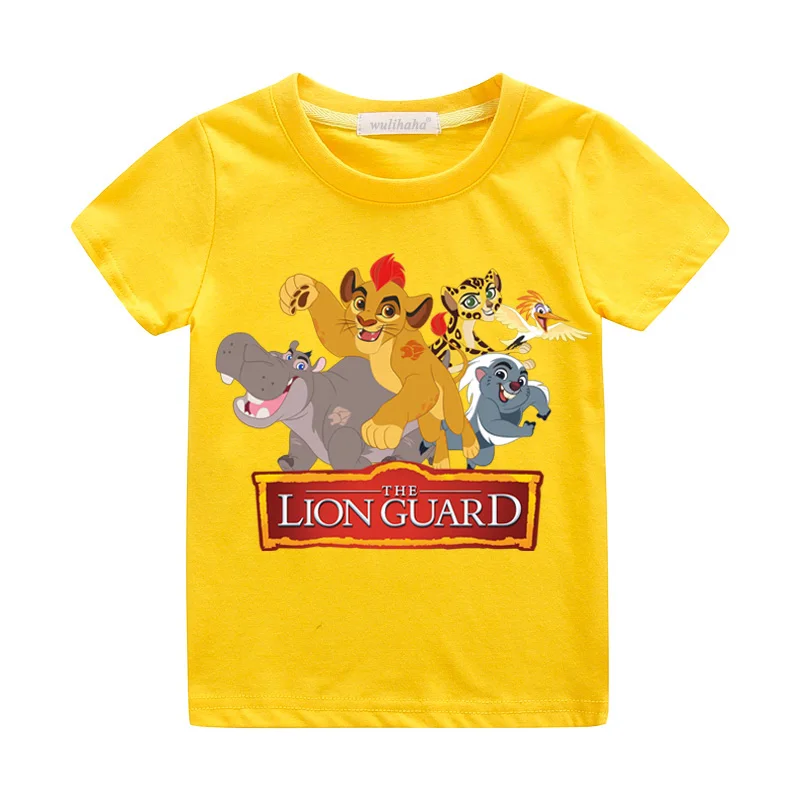 Детская одежда для футболок с рисунком льва, короля, охранника, Симбы летние футболки с короткими рукавами для маленьких детей, топы для мальчиков и девочек, ZA110