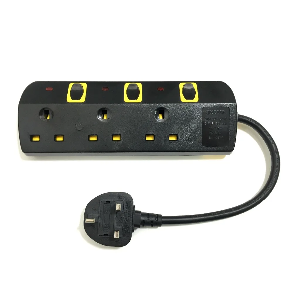 

TISDLIP Original Power Strip Socket EU Plug 3 Sockets port Big Plug Extension Patch Board for Smart Home Electronics 3250W/13A