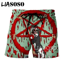 LIASOSO, летние мужские и женские шорты, 3D принт, мультфильм, мистер пиклз, пляжные, фитнес, милые, повседневные, свободные, Harajuku, унисекс, шорты, A115-09