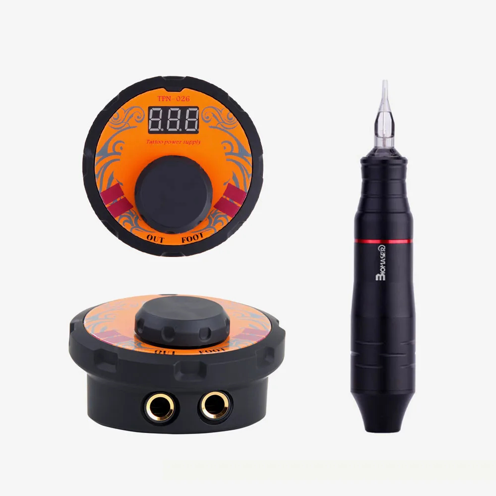 Biomaser, комплект питания для татуировки, Вращающаяся ручка с картриджами, набор для татуировки, профессиональная Регулировка напряжения, электропитание, инструменты - Цвет: CTG010 Black
