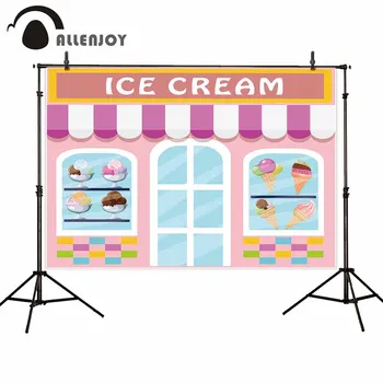

Allenjoy ice cream parlor photo backdrop photophone birthday party shop window girl children background photography photocall