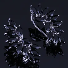 Романтическая в форме уха черный Кубический Цирконий 925 серебро серьга-кольцо зажимное Huggie серьги для женщин V0890