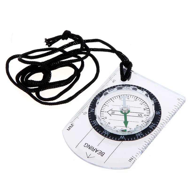 

Mini Military Compass Map Scale Ruler Outdoor Camping Hiking Cycling Compass Geological Baseplate Compass with Scout Lanyard