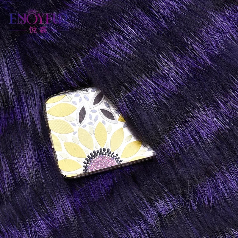 Enjoyfur натуральным лисьим Мех пальто двусторонний модные тонкие с осень зима для