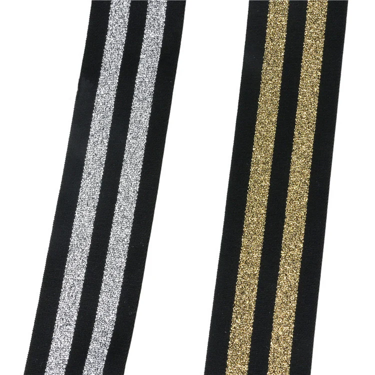 Золотые, серебряные полосы резинки 40 мм эластичная лента для одежды сумки брюки эластичная резина 4 см тесьма DIY Швейные аксессуары