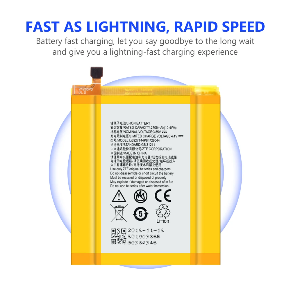 Сменная батарея 2705mAh Li3927T44P8h726044 литий полимерная для телефона zte Axon 7 Mini 5 2