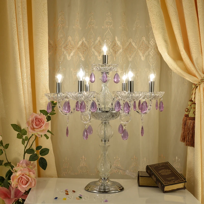 European Crystal Desk Lamp Wedding Aisle Table lamp Living Room Bedroom Light Club Building Photo Decoration LED Candle | Освещение