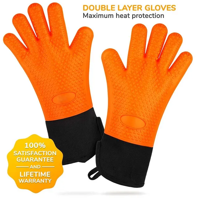 New Silicone Oven Kitchen Glove Heat Resistant Thick Cooking BBQ Grill Mitts  Gadgets Accessories Silicone Gloves - AliExpress