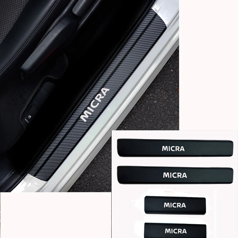 

For Nissan MICRA Carbon Fiber Vinyl Sticker Car Door Sill Protector Scuff Plate Car Accessories