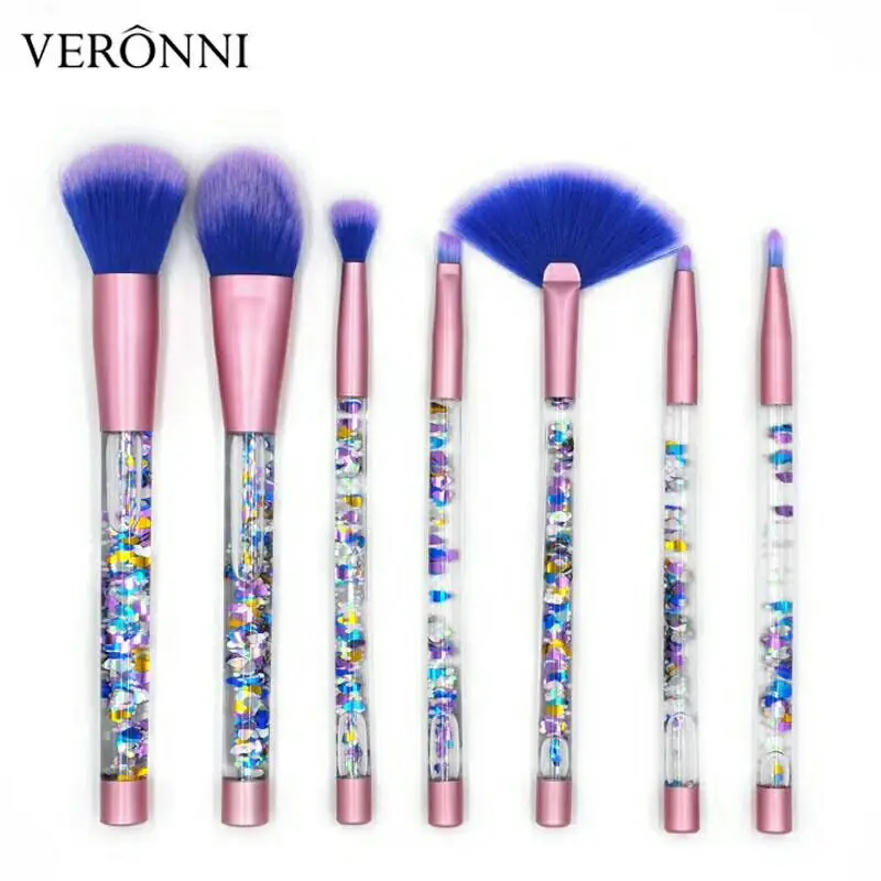 

VERONNI Makeup brushes set quicksand crystal handle brush Wool Fiber comes with bag 3sets/lot Drop shipping