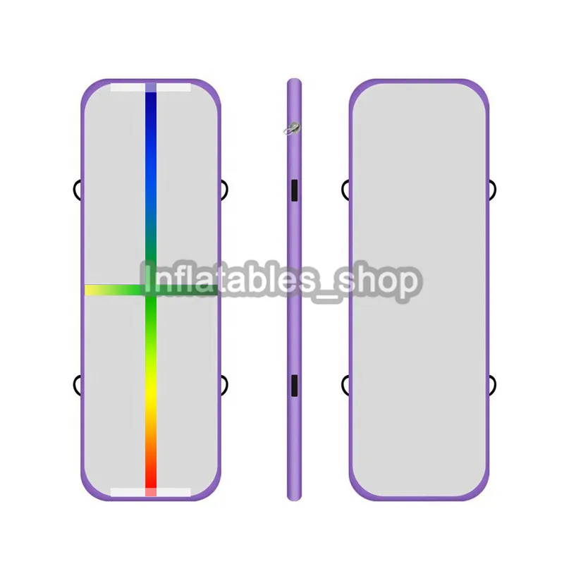 Надувной гимнастический матрас 3 м 4 м 5 м, надувной матрас, надувной трек, пол, батут, коврики, подарок на день рождения для девочки, подушка для йоги/тренировок - Цвет: purple color line