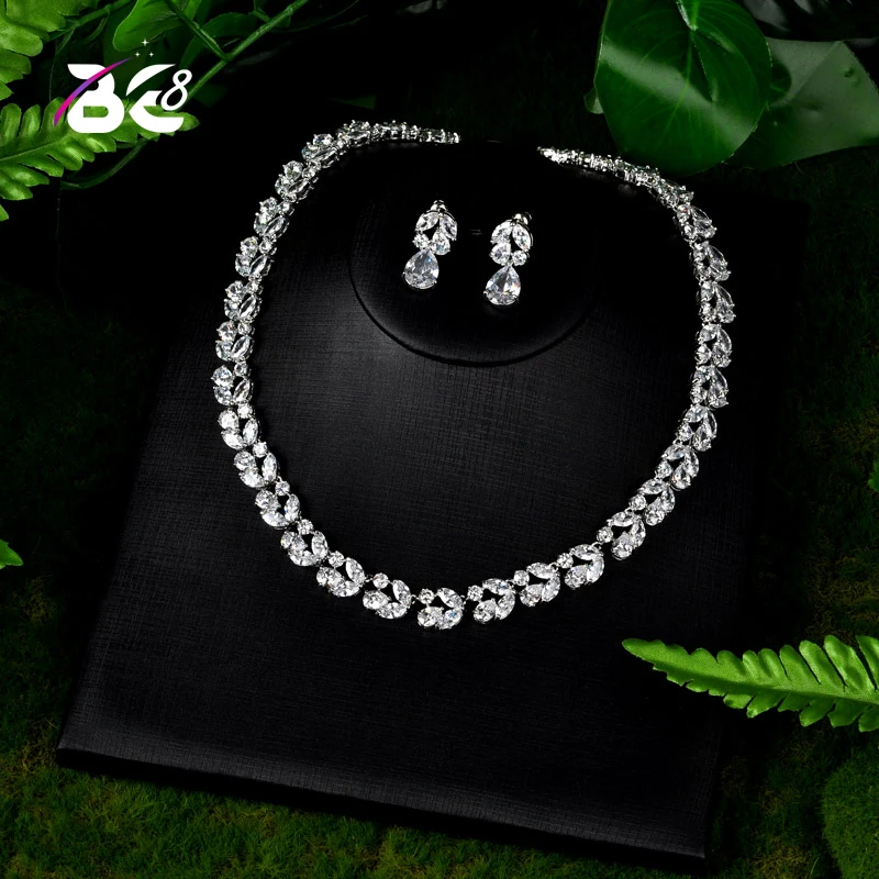 

Be 8 Luxury Bridal Jewelry Sets Exquisite Water Drop Design AAA Cubic Zirconia Crystal Jewelry Brilliant Bijoux for Women S113