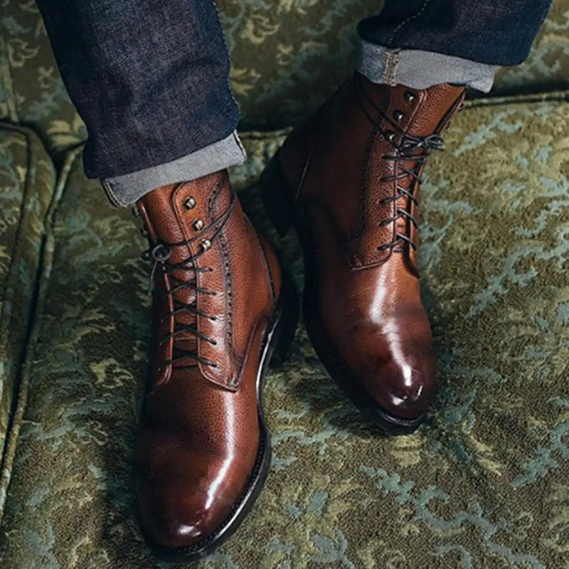 Masorini/мужские ботинки из искусственной кожи; зимняя обувь; модные мужские теплые ботильоны на шнуровке; мужская обувь с заклепками; BRM-053