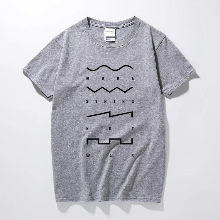  Make Synths Not War T Shirt Club Party Disco Roland Analogue Moog Keyboard Juno new fashion streetw