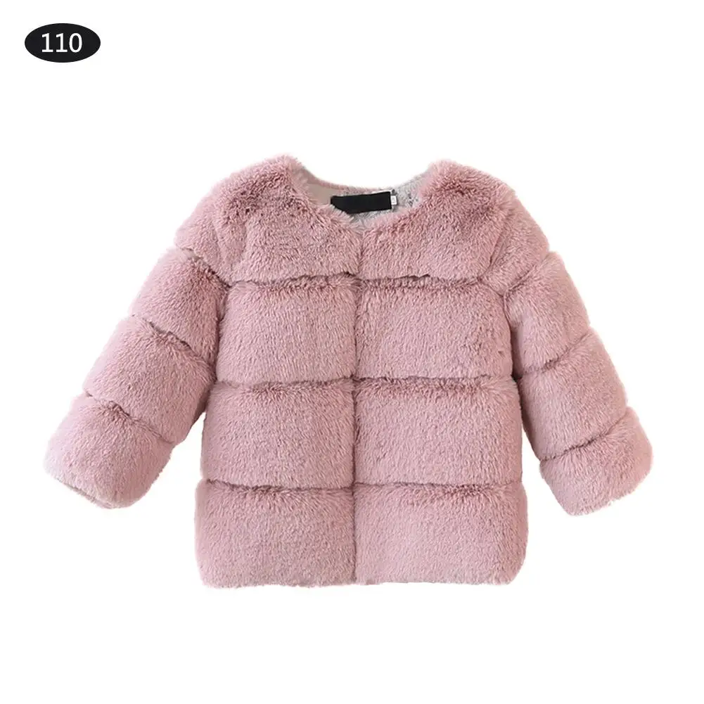 Новая осенне-зимняя одежда для маленьких девочек, жилет, пальто с искусственным мехом, меховое флисовое пальто, пышная теплая куртка, верхняя одежда - Цвет: Розовый