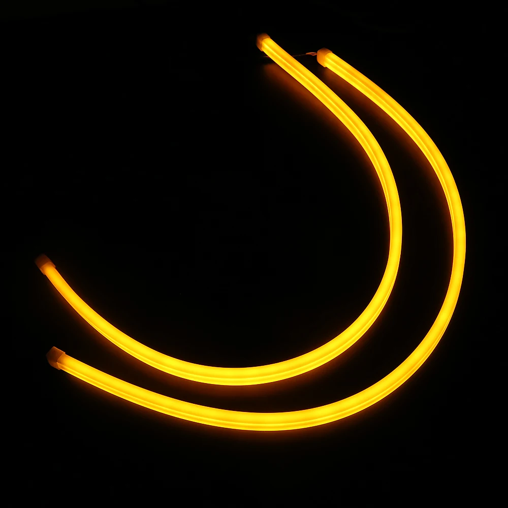 

2 pcs Flexible DRL LED Daytime Running Light Blue Yellow Soft Tube Guide Angle Eyes LED Strip Lamp for Car Headlight Assembly