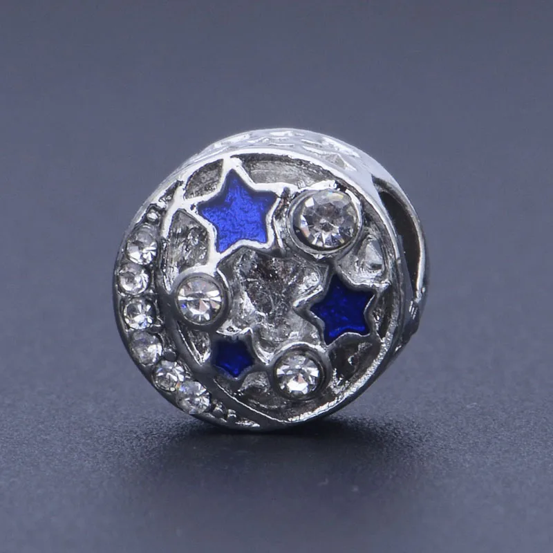 

2pc/Lot CharmPandora beads For Women Charm Bracelet Vintage Silver Metal Zinc Alloy Diy Big Hole Beads Starry sky Bracelet