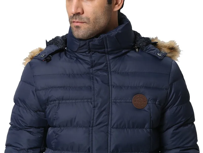Съемный меховой капюшон парки зимние пальто новые зимние теплые модные брендовые плюс Размеры толщиной х-Длинная Верхняя одежда Для мужчин пуховики F1521