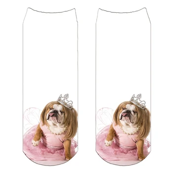 

RUNNING CHICKPug Princess 3d print ankle socks women