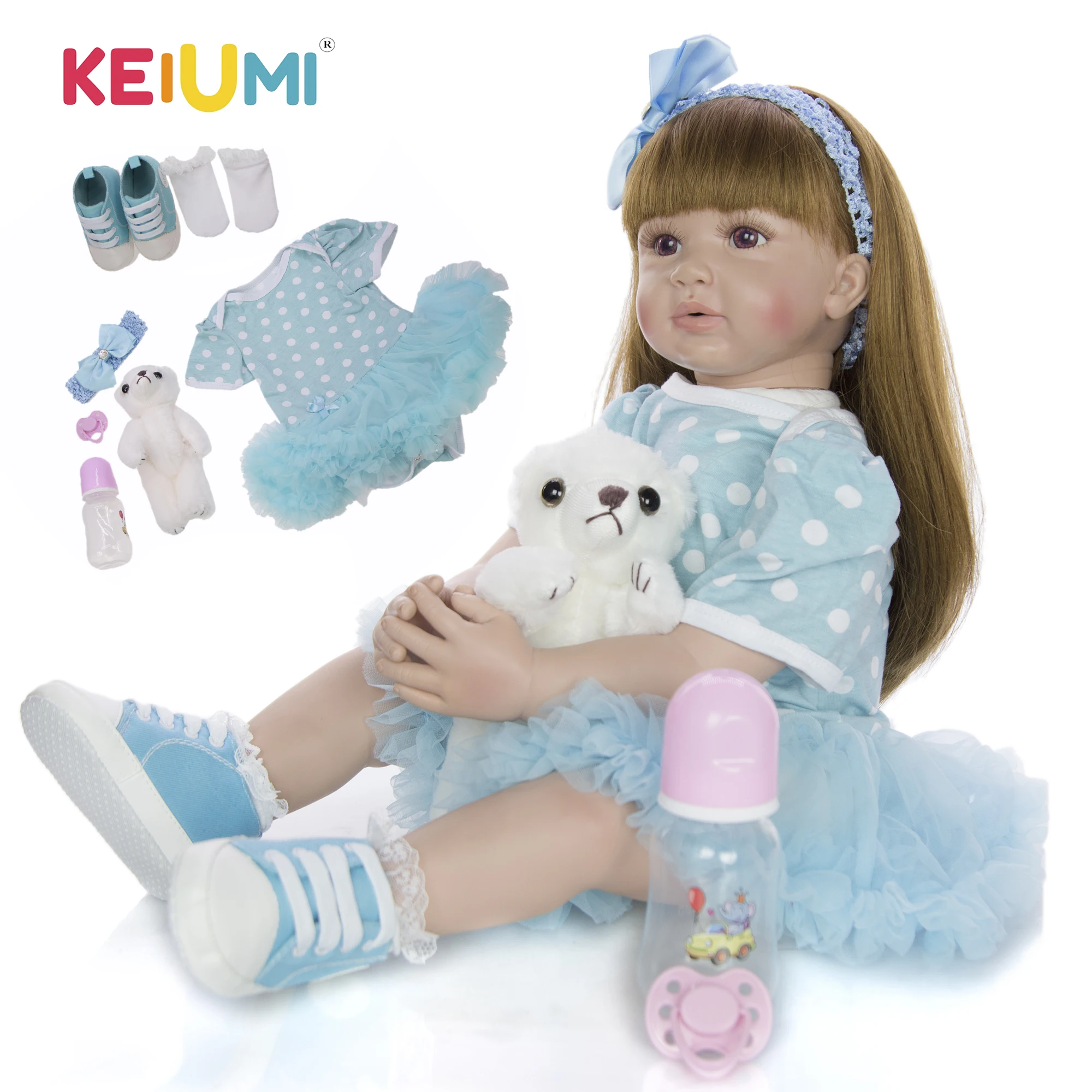 

KEIUMI 24" Reborn Dolls Baby Soft Silicone Realistic Princess Reborn Boneca Toy Playmates 60 cm DIY Boneca For Birthday Surprise