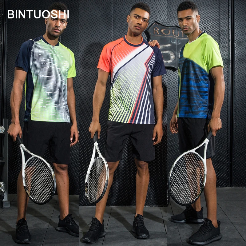 

LYNSKEY Men Tennis Shirt Set Badminton Clothes Table Tennis Clothing Running Shirt+Shorts Breathable Quick Dry Sportswear Suit