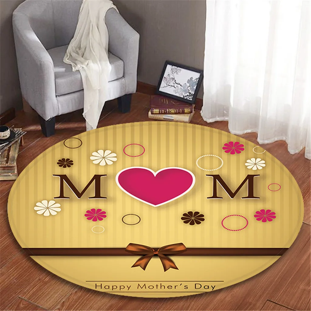 Bath MatHeart Happy Mother's Day, круглый ковер для ванной комнаты, 60 см, флисовый пол, нескользящий ковер, 12 мая 3 - Цвет: F