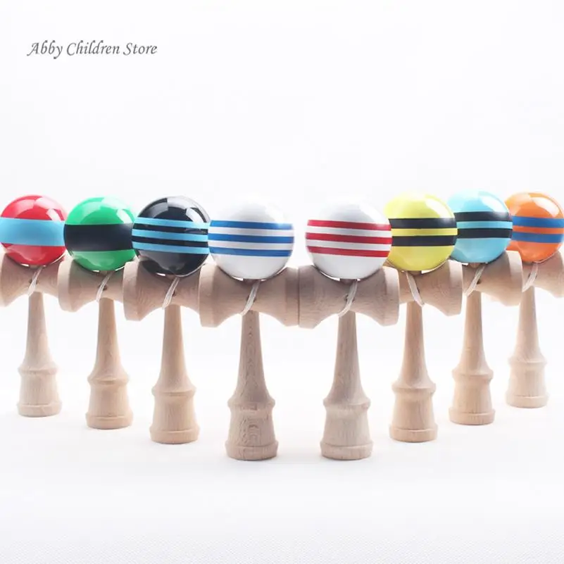 Abbyfrank 5 отверстий 5 чашка деревянная Kendama Традиционная игрушка мяч игра PU крашеный пляжный Kendama мячик для жонглирования подарок для детей и взрослых