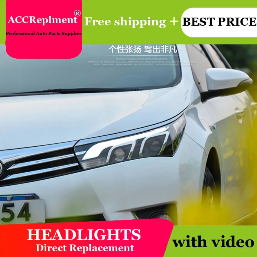 Авто. PRO для toyota corolla фары светодиодный направляющий DRL слезы глаза автомобиля Стайлинг H7 Биксеноновые линзы парковочные фары
