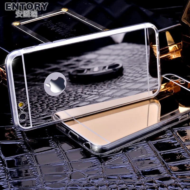 Ретро Роскошные Прозрачный ТПУ Рамки Bling Зеркало Крышка для iPhone 6 S плюс цвета:
