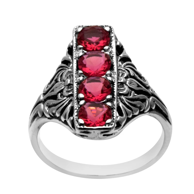 Szjinao Unique Bohemia Style Vintage Red Ruby Jewelry of Women 925 Sterling Silver Rings Size 10 9 8 7 6 5 Free box