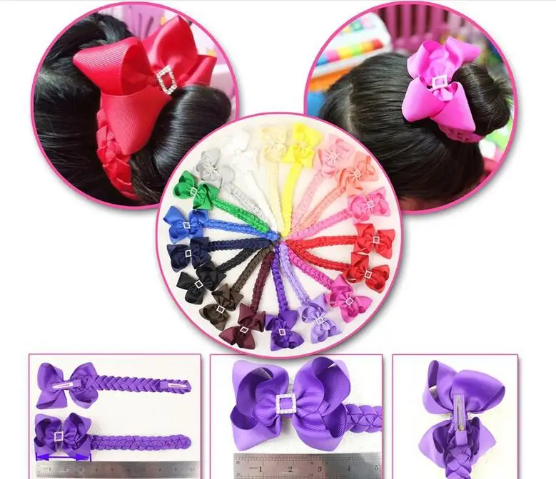 100pcs hair Bun wraps boutique Head Wrap 4" hair clips bows Hairband