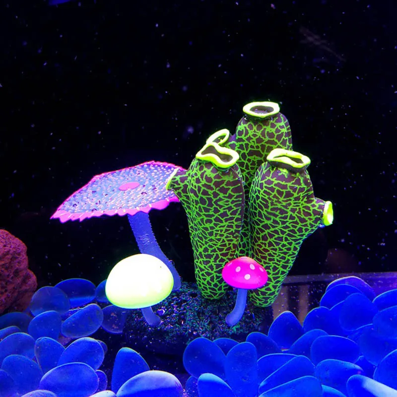 5 шт аквариумные украшения фосфоресцирующие силиконовые коралловые искусственные реалистичные Светящиеся в темноте аквариумные аксессуары