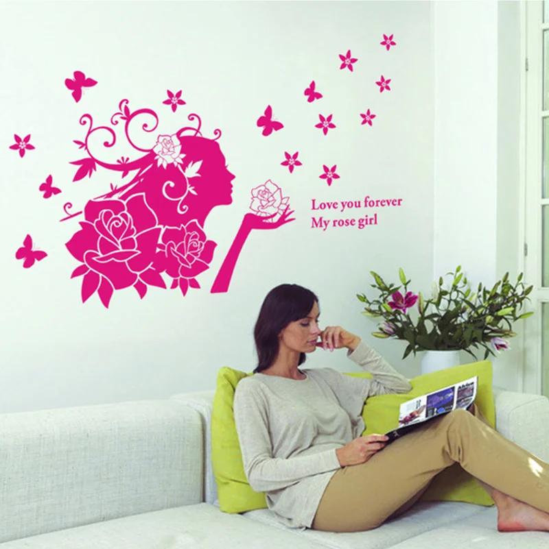 

Love You Forever My Rose Girl Wall Decal, Personalized Wall Sticker, Boys Girls Decal, PVC Wall Decal Beauty Salon Wall Decals