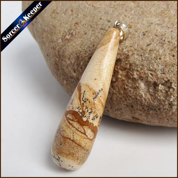 

Men Jewelry Pendant Yellow Natural Picture Stone Pendant Necklace Wholesale Fashion Crystal Pendants for Boys Gifts KS788