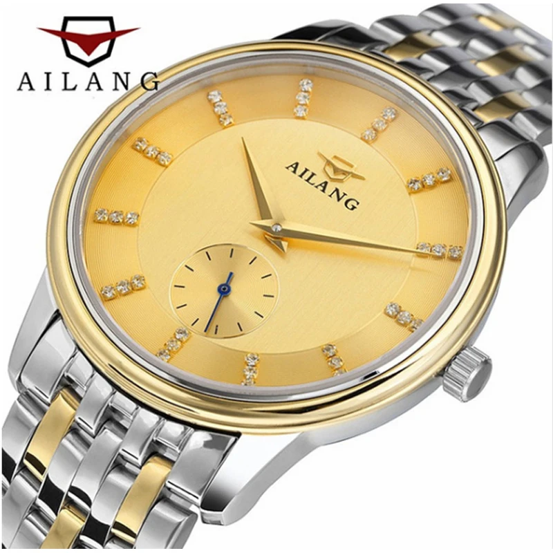

Famous brand AILANG Stainless steel gold Men watch Casual Business Waterproof Wrist watch Men Automatic Mechanical Watch