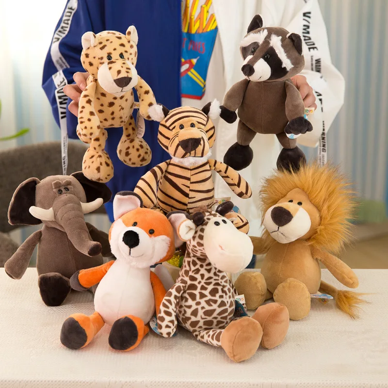 

25/35cm Popular Forest Animals Stuffed Doll Plush Jungle Series Animal Elephant Lion Monkey Zebra Giraffe TOYS Kids-Gift