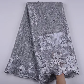 

Nigeria Wedding African Tulle Lace Fabric High Quality Embroidery African French Net Lace Fabric 5 Yards A1373