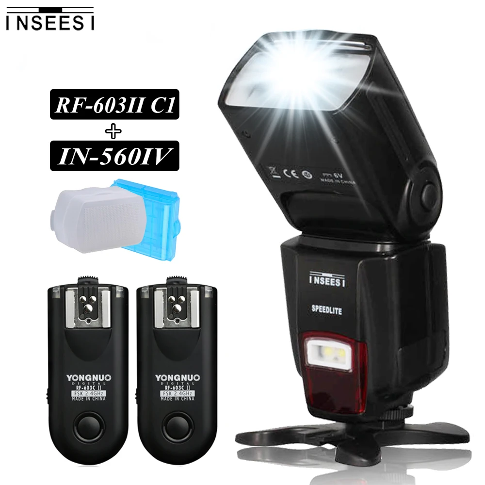 

INSEESI IN-560IV Wireless Flash Speedlite &Yongnuo Wireless RF-603II C1 Flash Trigger Transceiver Set for Canon 350D 450 650D 60