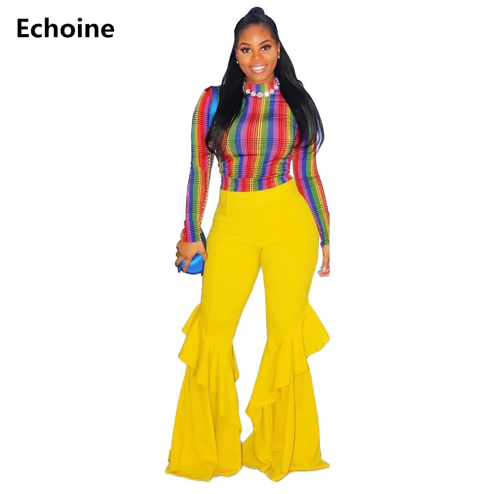 

Woman Casual Colorfur Striped Tshirt Top Long Sleeve Turtleneck Tee Shirt Rainbow Print Woman Slim Skinny Top Tee Streetwear