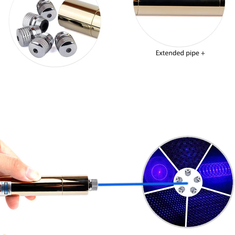 Открытый высокой мощности 2 Вт удлинить синие лазерные указки 450нм лазерный прицел фонарик Сжигание матч/сжигание сигар в комплекте 18650 батарея