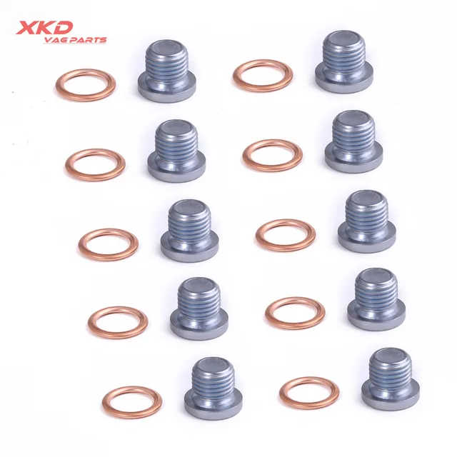 10pcs Engine Oil Drain Plug&Gaskets For VW Jetta Golf CC PASSAT EOS