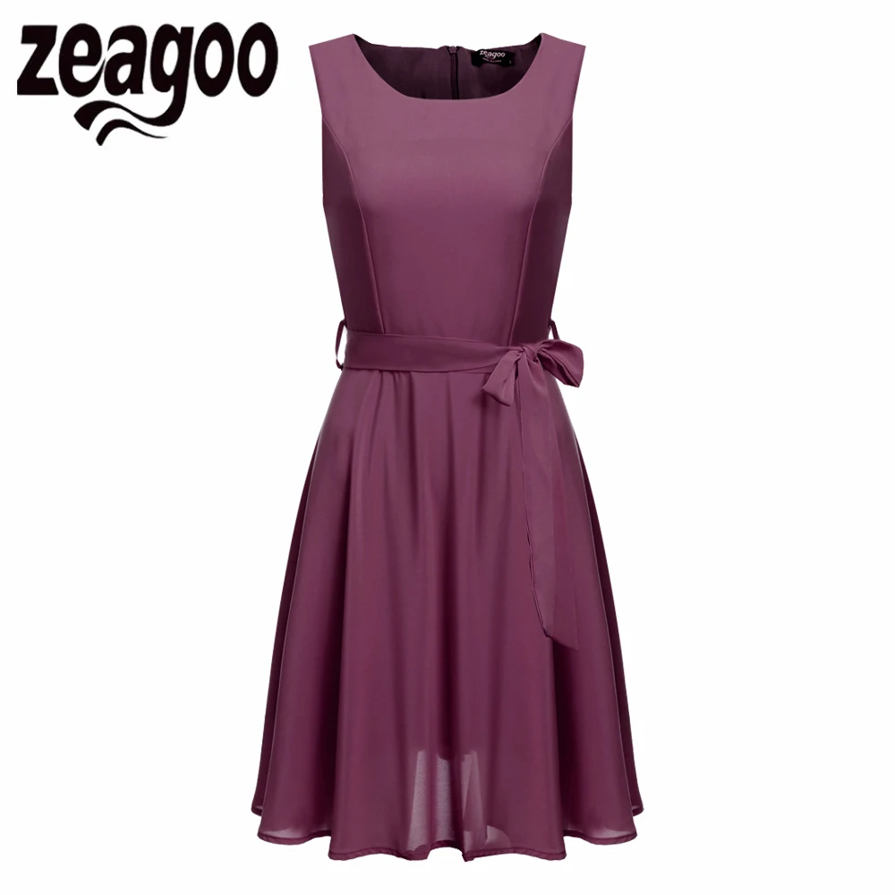 Платье Zeagoo женское летнее повседневное с высокой талией без рукавов|women chiffon