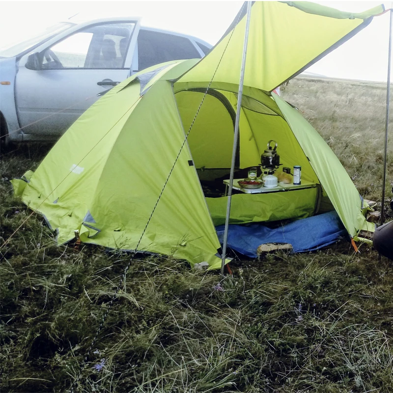 Двухместная туристическая палатка FLYTOP алюминиевая двухслойная непромокаемая на