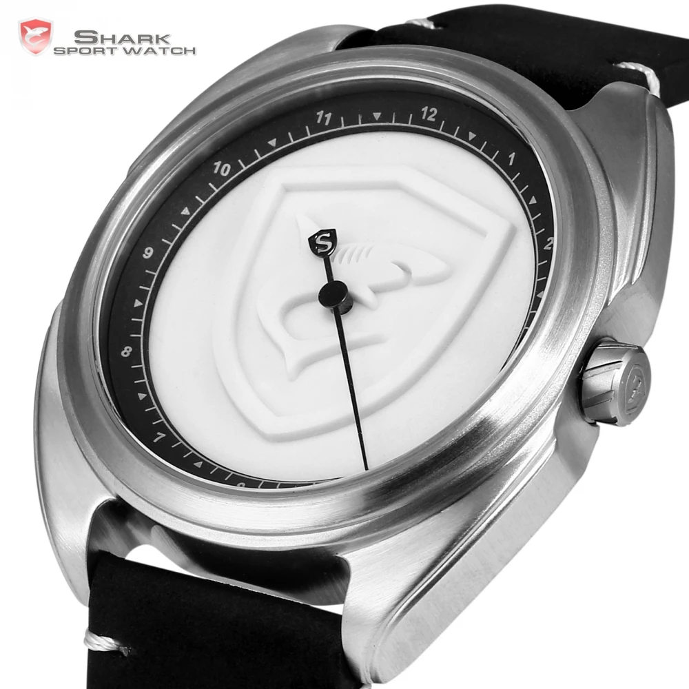 Collared Carpet Shark спортивные часы 3D белый логотип один простой час ручной дизайн кожаный ремешок кварцевые мужские часы Reloj Hombre/SH575