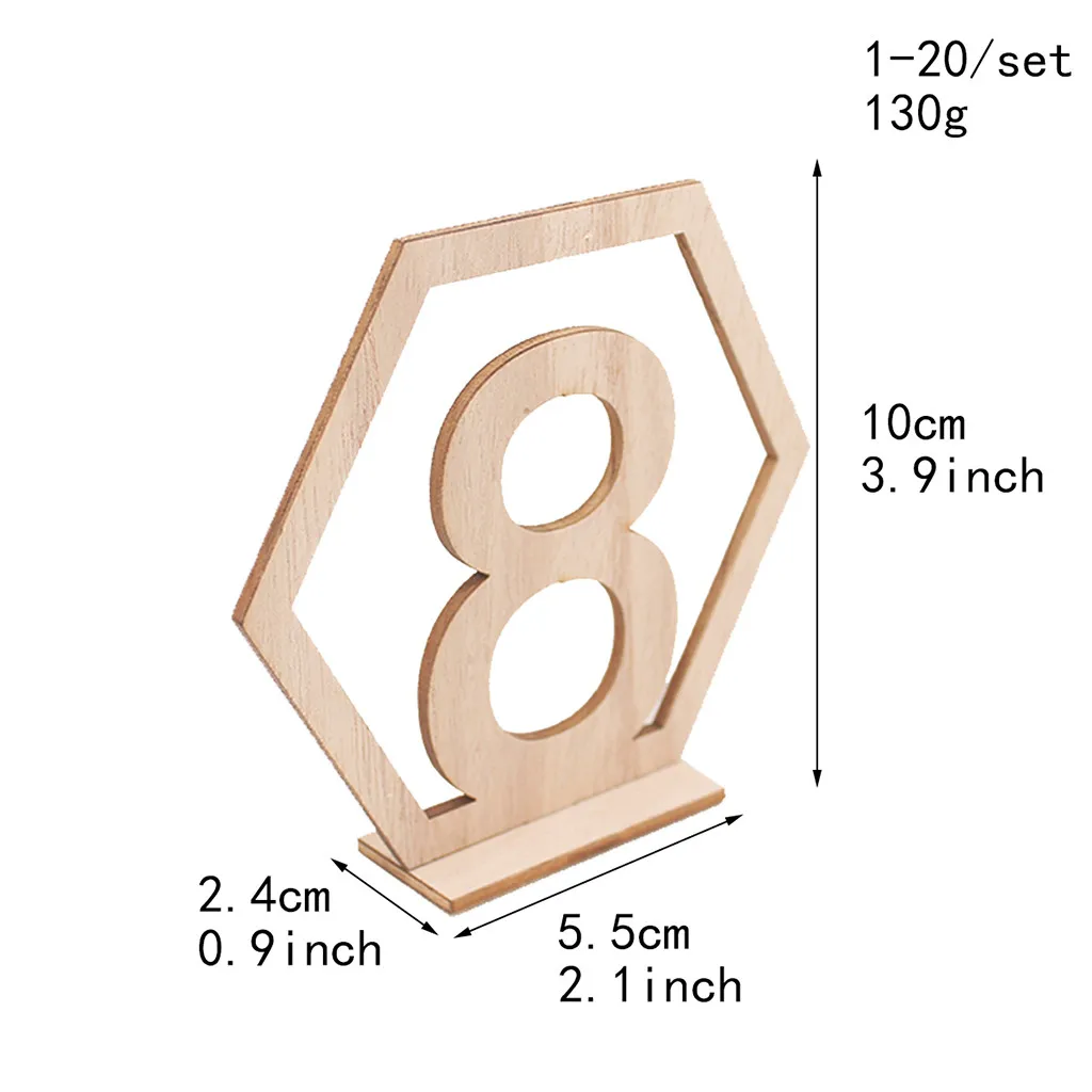 1-20 номера деревянные знаки Свадебные шестигранный стол номер деревянные настольные номера рустикальная Свадьба Обручение сиденье цифры знак K20